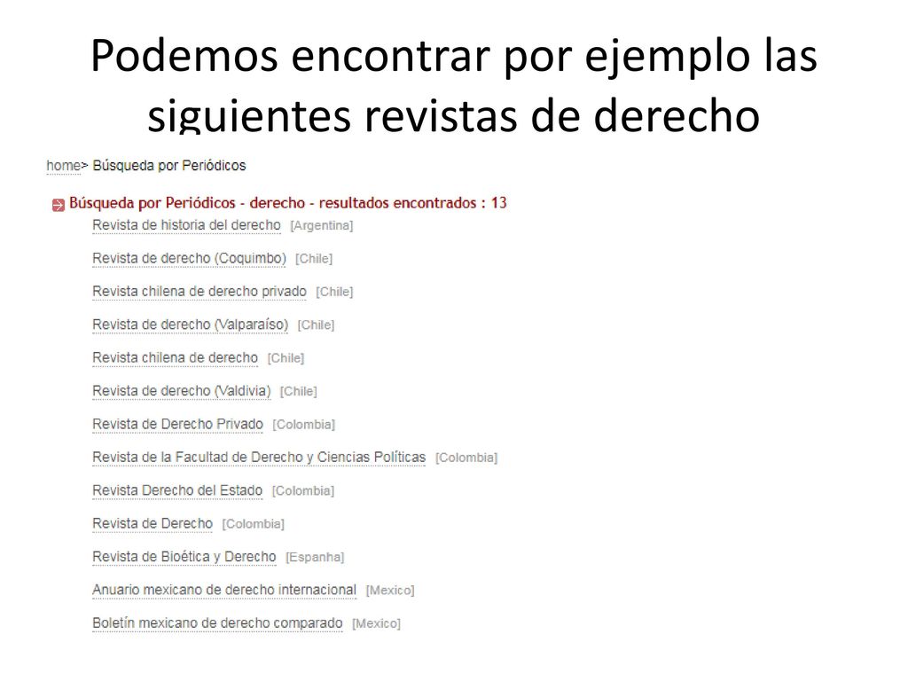 Podemos encontrar por ejemplo las siguientes revistas de derecho
