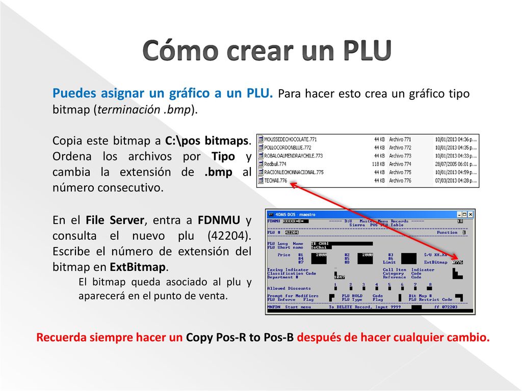 Cómo crear un PLU Puedes asignar un gráfico a un PLU. Para hacer esto crea un gráfico tipo bitmap (terminación .bmp).