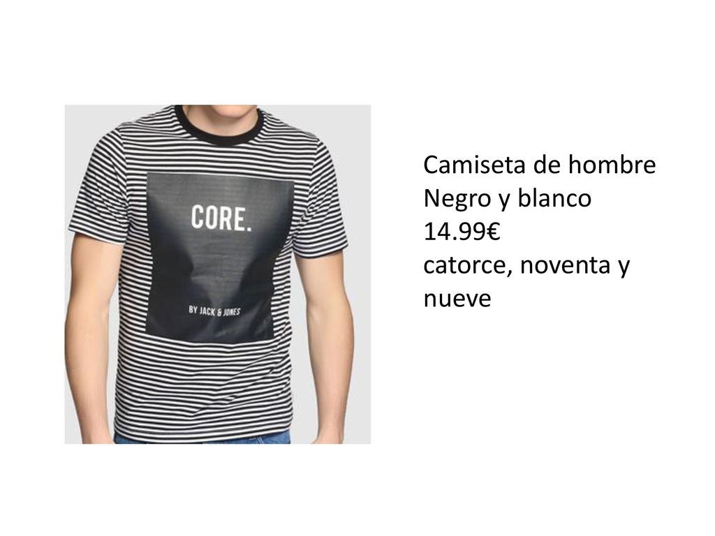 Camiseta de hombre Negro y blanco 14.99€ catorce, noventa y nueve