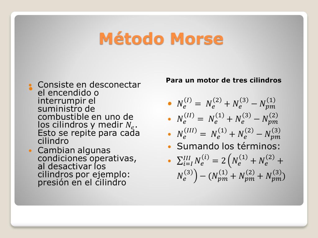 Método Morse Para un motor de tres cilindros