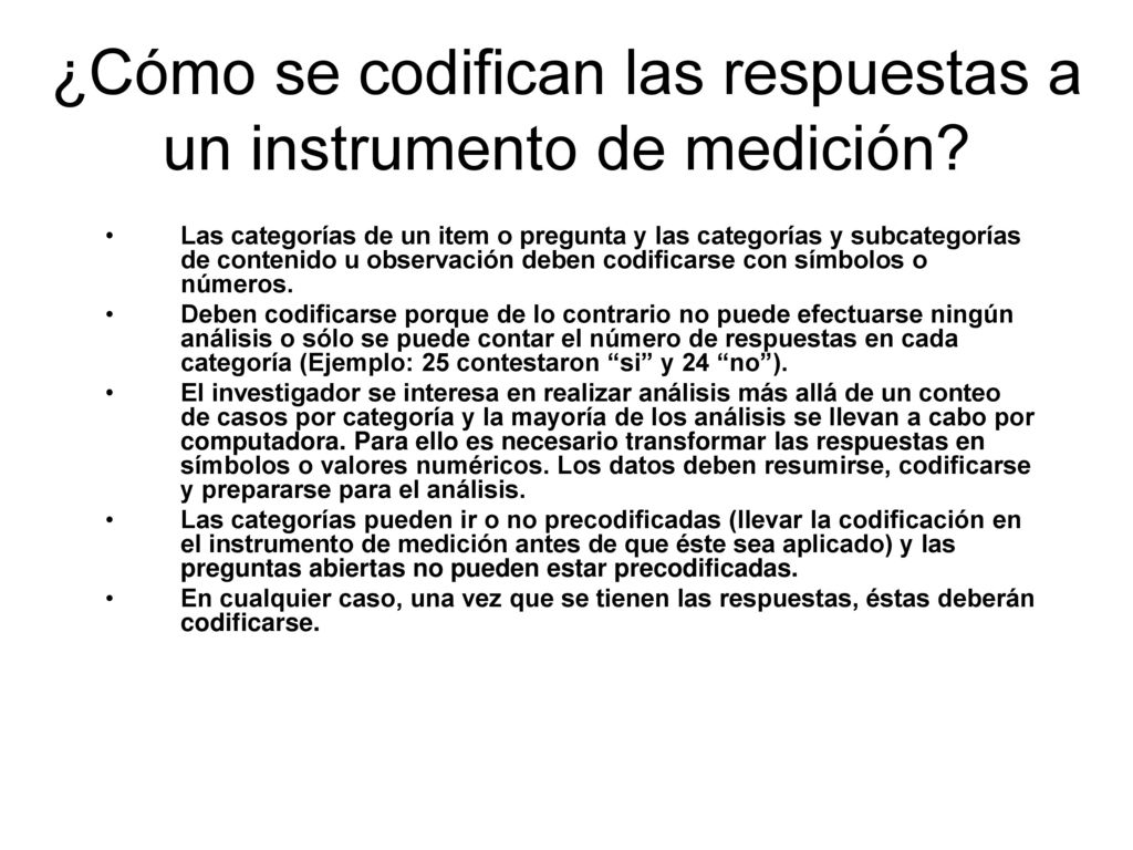 ¿Cómo se codifican las respuestas a un instrumento de medición
