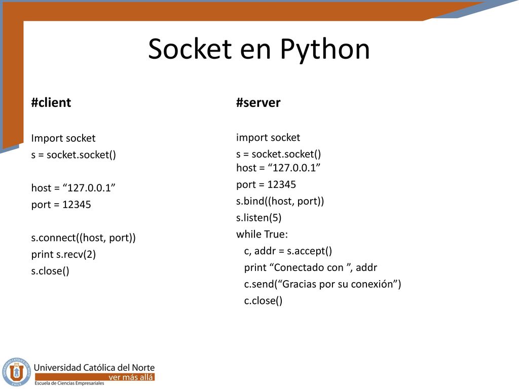 Socket en Python #client #server Import socket import socket