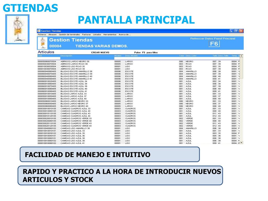 GTIENDAS PANTALLA PRINCIPAL FACILIDAD DE MANEJO E INTUITIVO