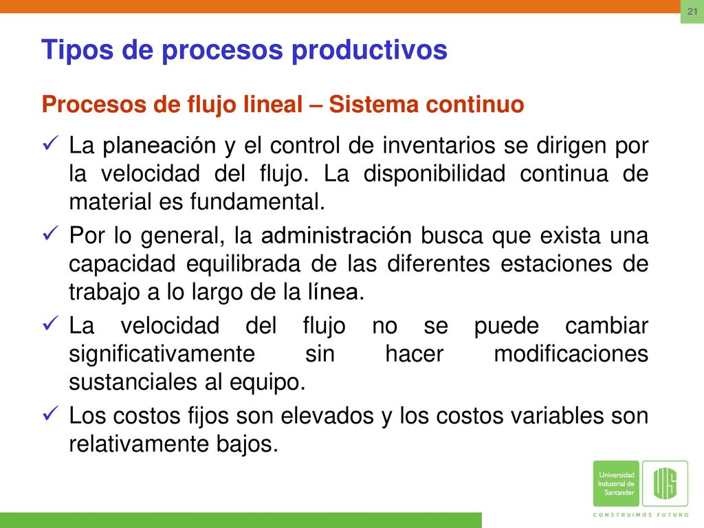 Tipos de procesos productivos