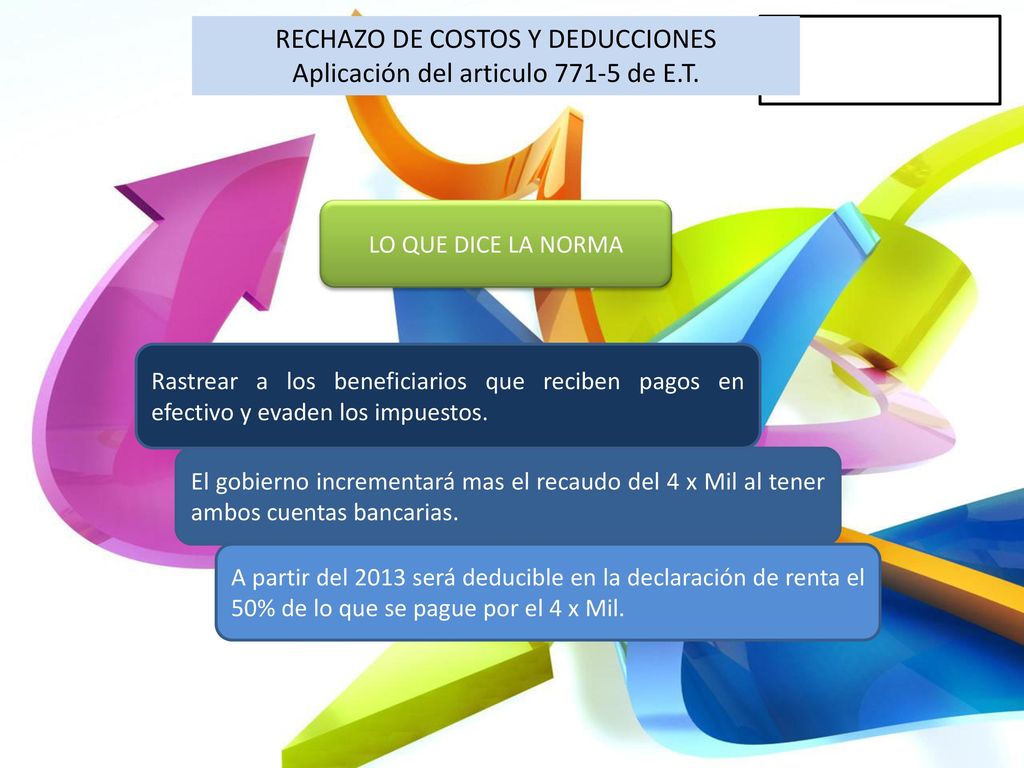 RECHAZO DE COSTOS Y DEDUCCIONES Aplicación del articulo de E.T.