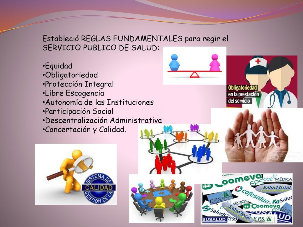 Estableció REGLAS FUNDAMENTALES para regir el SERVICIO PUBLICO DE SALUD: