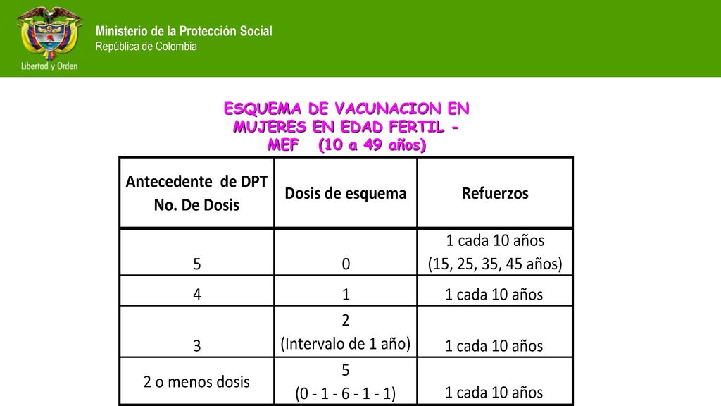 ESQUEMA DE VACUNACION EN MUJERES EN EDAD FERTIL -MEF (10 a 49 años)