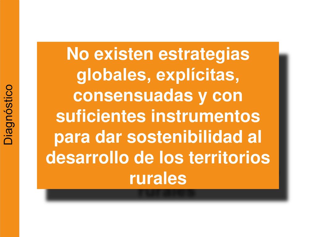 No existen estrategias globales, explícitas, consensuadas y con suficientes instrumentos para dar sostenibilidad al desarrollo de los territorios rurales