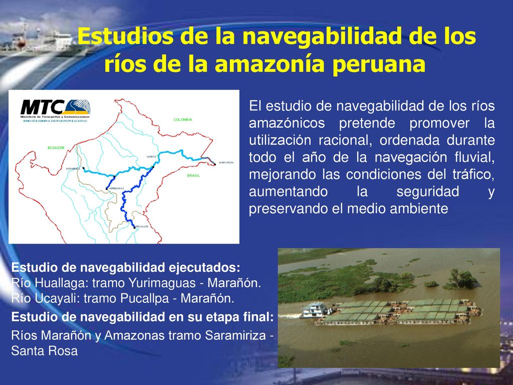 Estudios de la navegabilidad de los ríos de la amazonía peruana