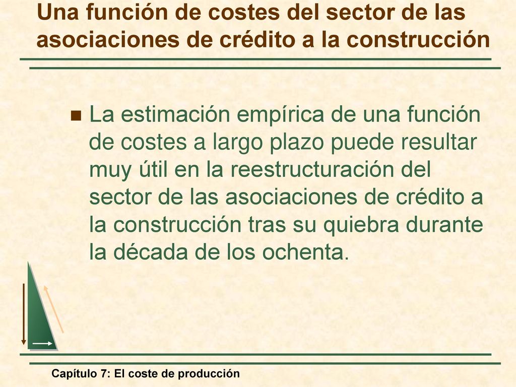 Una función de costes del sector de las asociaciones de crédito a la construcción