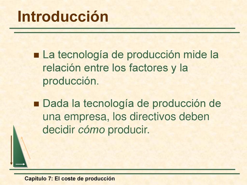 Introducción La tecnología de producción mide la relación entre los factores y la producción.