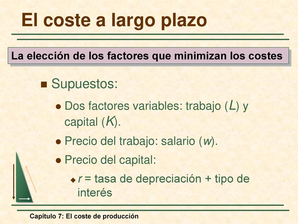 La elección de los factores que minimizan los costes
