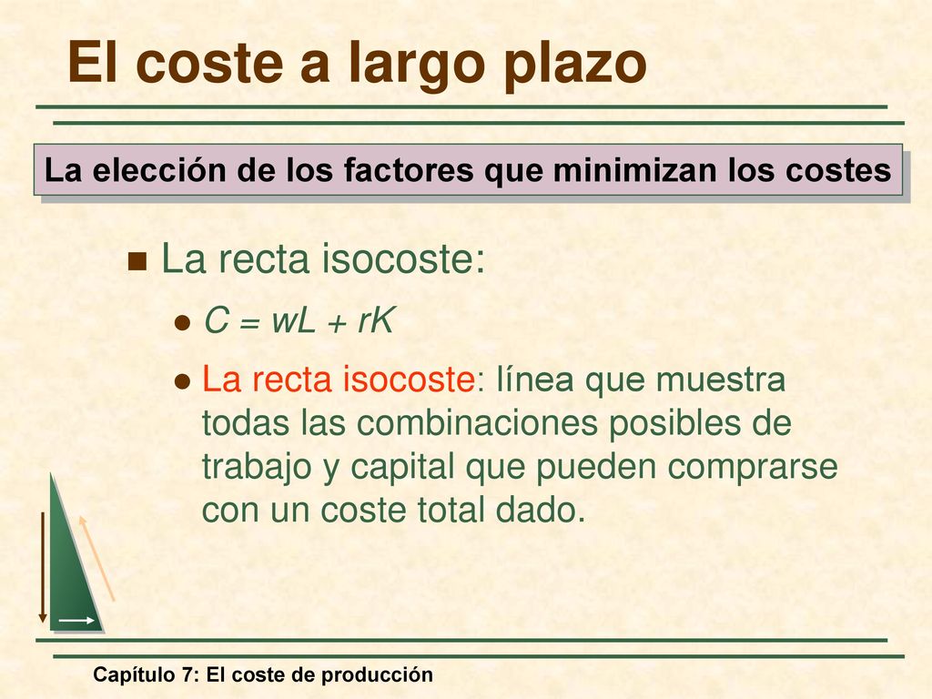 La elección de los factores que minimizan los costes