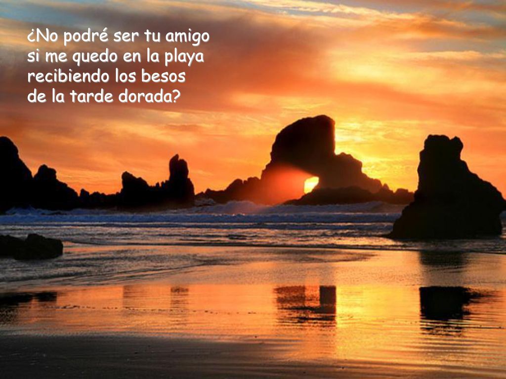 ¿No podré ser tu amigo si me quedo en la playa recibiendo los besos de la tarde dorada