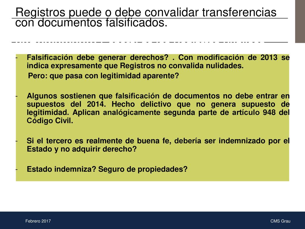 Registros puede o debe convalidar transferencias con documentos falsificados. egReglamento General de los Registros Públicos lamento General de los Registros Públicos