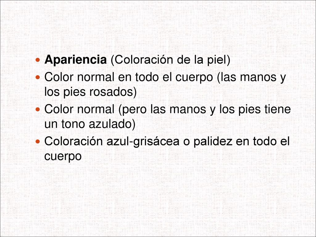 Apariencia (Coloración de la piel)