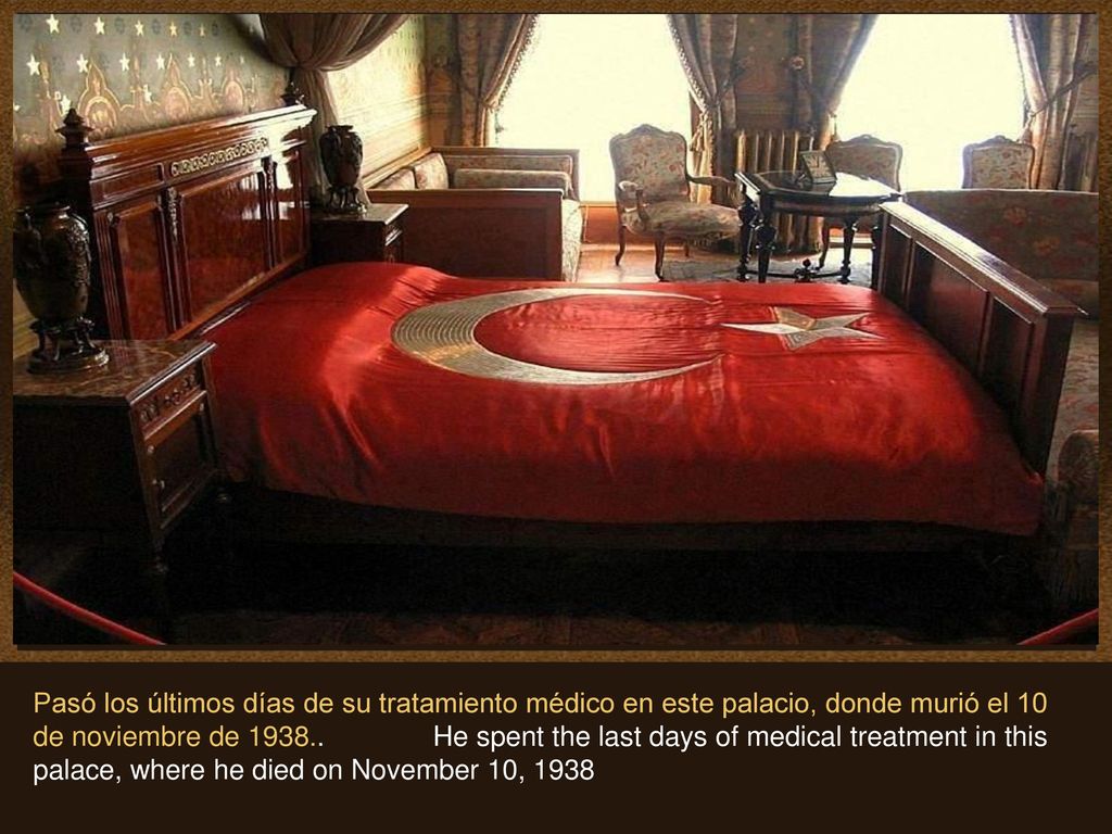 Pasó los últimos días de su tratamiento médico en este palacio, donde murió el 10 de noviembre de