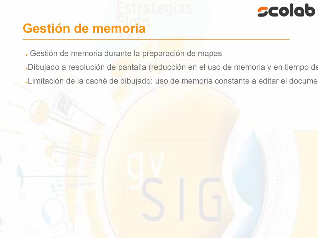 Gestión de memoria Gestión de memoria durante la preparación de mapas: