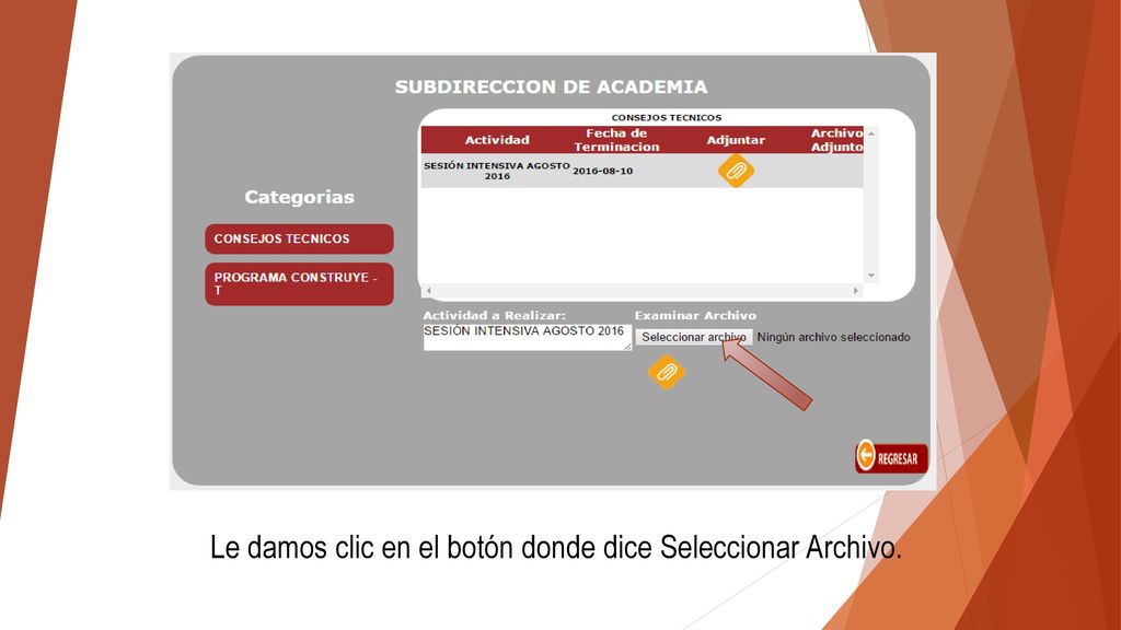 Le damos clic en el botón donde dice Seleccionar Archivo.