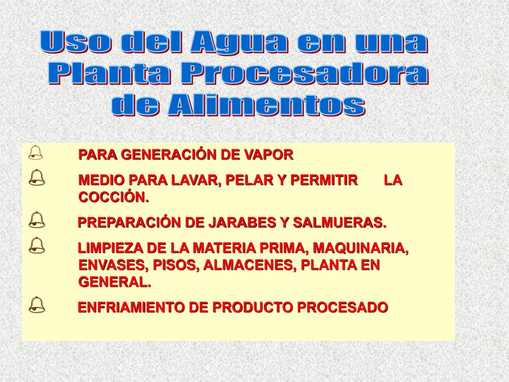 Uso del Agua en una Planta Procesadora de Alimentos