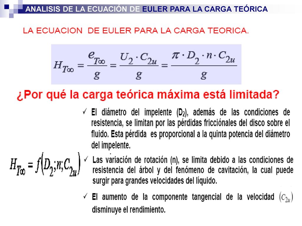 ANALISIS DE LA ECUACIÓN DE EULER PARA LA CARGA TEÓRICA