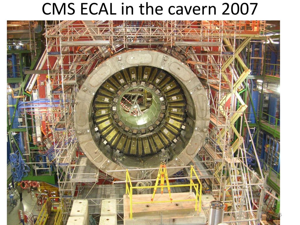 CMS ECAL in the cavern 2007 Interesting is also the working platform