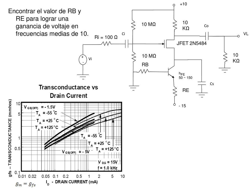 RB. 10 MΩ. hFE 50 ~ 150. JFET 2N5484. RE. 10 KΩ. Ri = 100 Ω. + - Vi. Ci. VL.