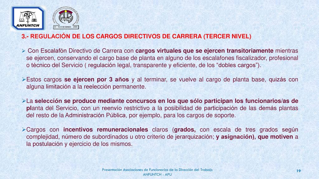 3.- REGULACIÓN DE LOS CARGOS DIRECTIVOS DE CARRERA (TERCER NIVEL)