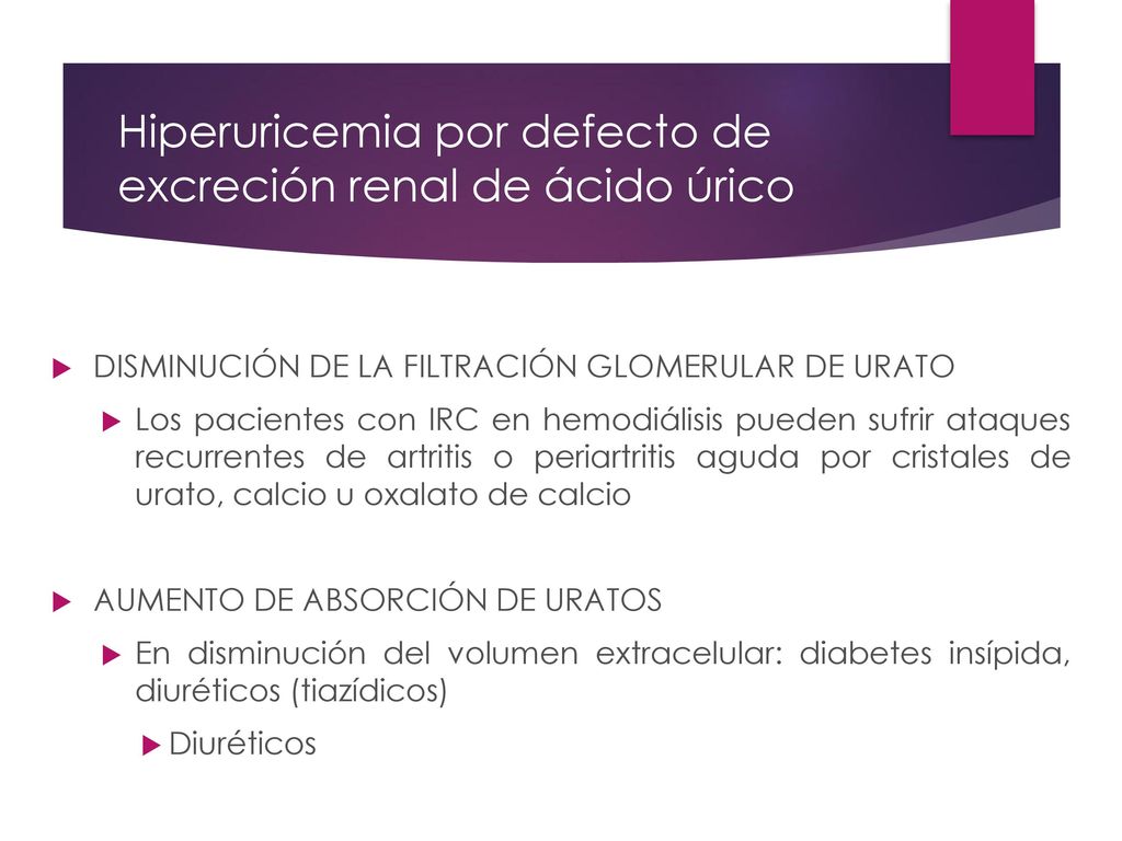 Hiperuricemia por defecto de excreción renal de ácido úrico