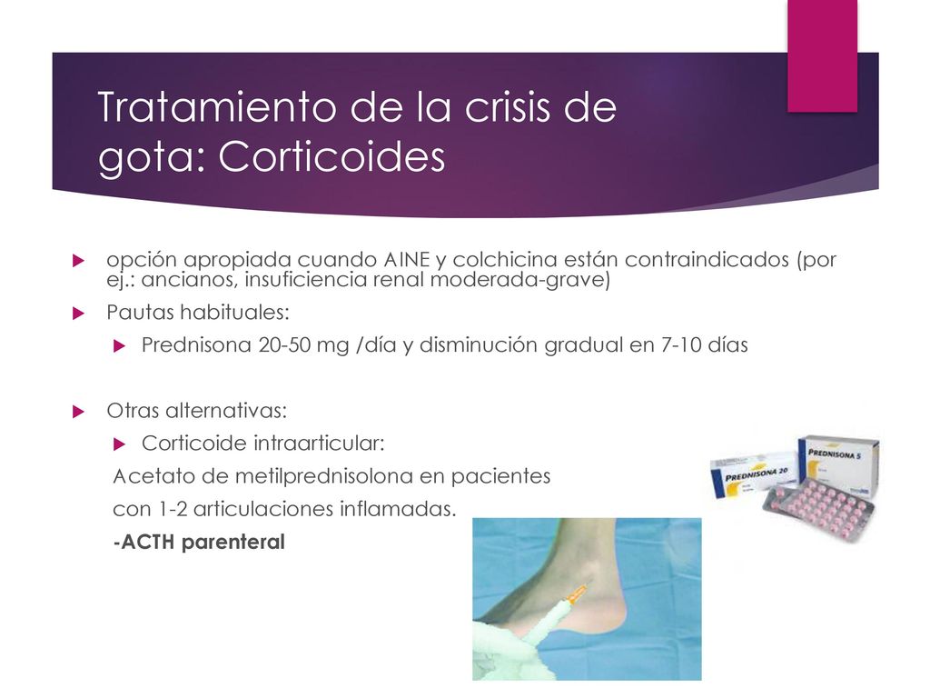 Tratamiento de la crisis de gota: Corticoides
