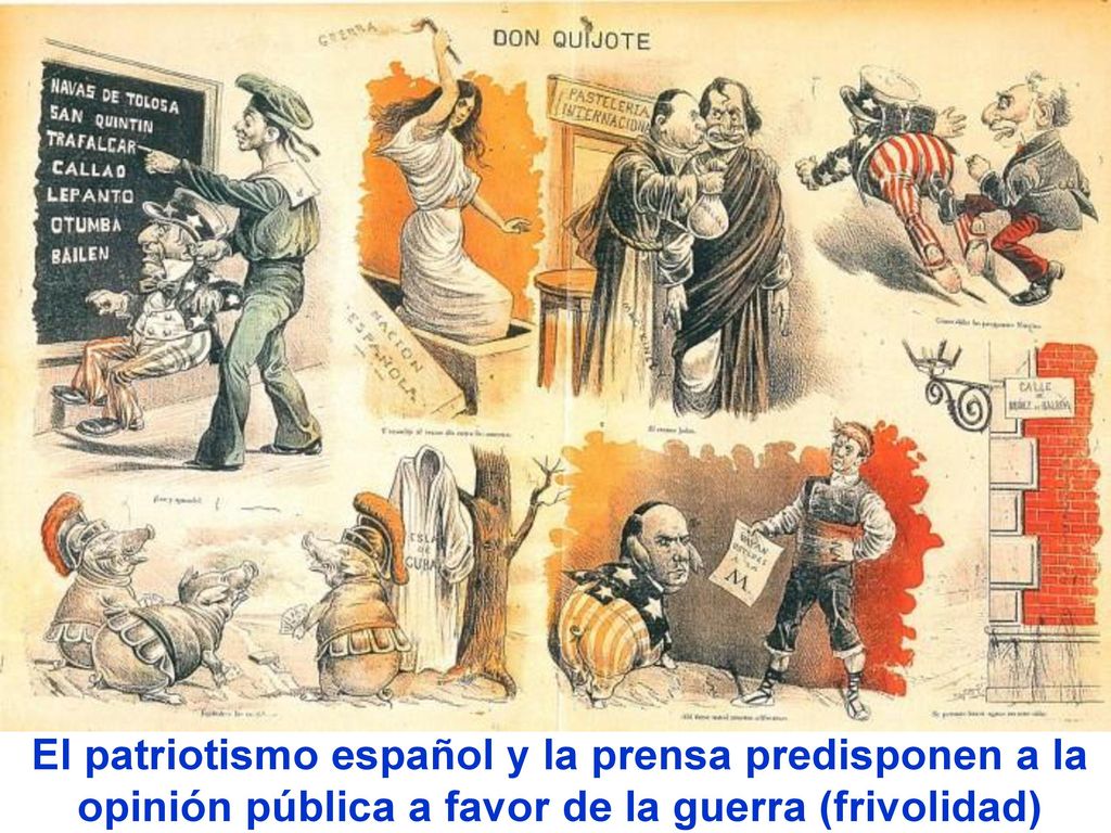 El patriotismo español y la prensa predisponen a la opinión pública a favor de la guerra (frivolidad)