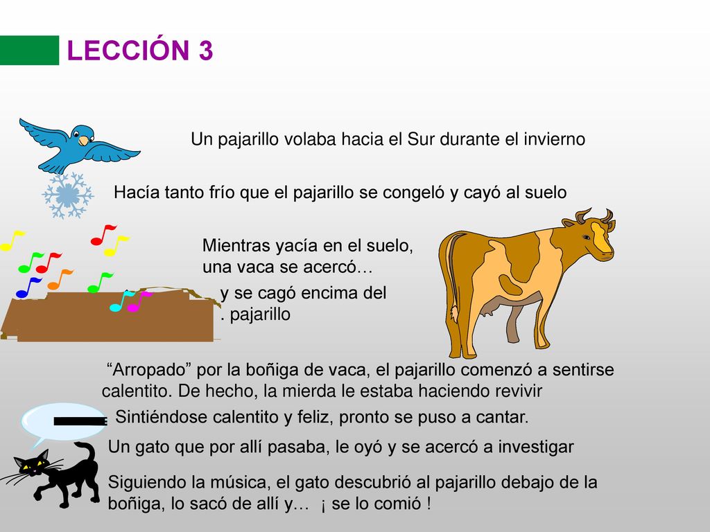 LECCIÓN 3 Un pajarillo volaba hacia el Sur durante el invierno
