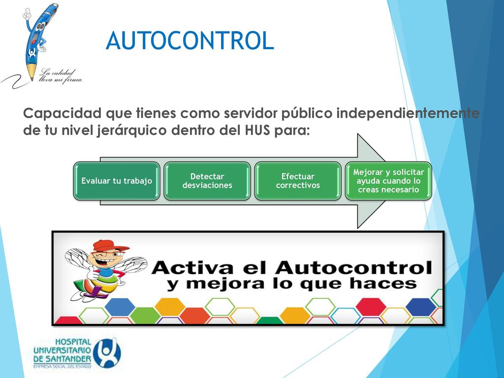 AUTOCONTROL Capacidad que tienes como servidor público independientemente de tu nivel jerárquico dentro del HUS para: