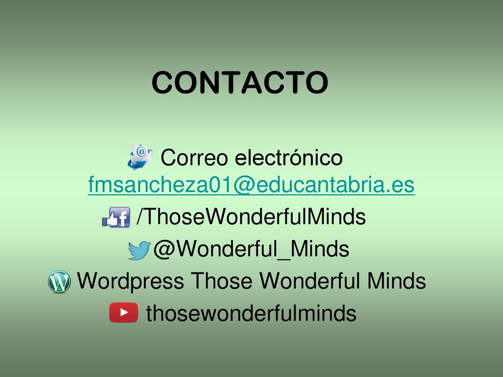 CONTACTO Correo electrónico Wordpress Those Wonderful Minds thosewonderfulminds