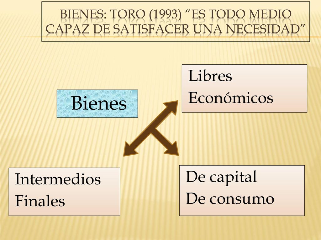 Bienes: Toro (1993) es todo medio capaz de satisfacer una necesidad