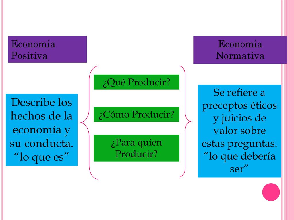 Describe los hechos de la economía y su conducta. lo que es