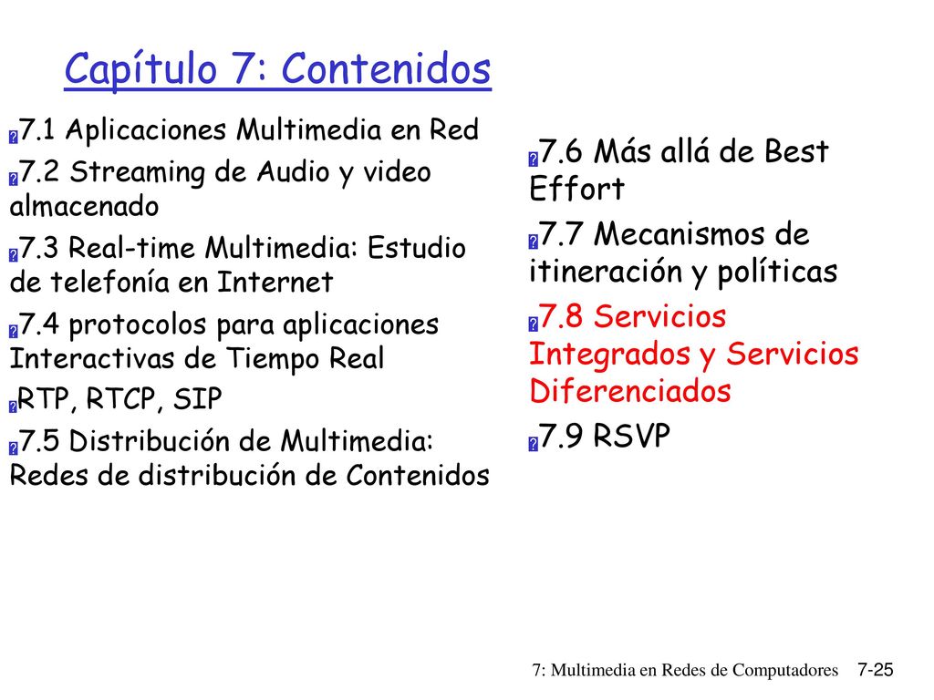 Capítulo 7: Contenidos 7.6 Más allá de Best Effort