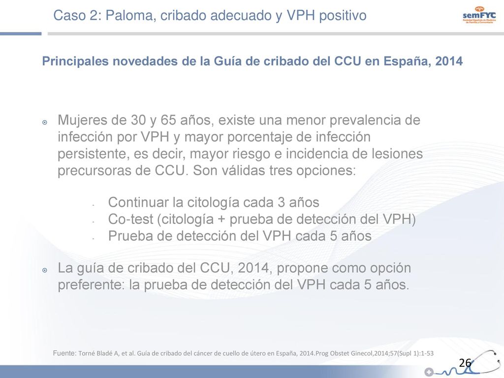 Principales novedades de la Guía de cribado del CCU en España, 2014