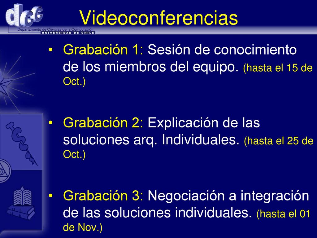 Videoconferencias Grabación 1: Sesión de conocimiento de los miembros del equipo. (hasta el 15 de Oct.)