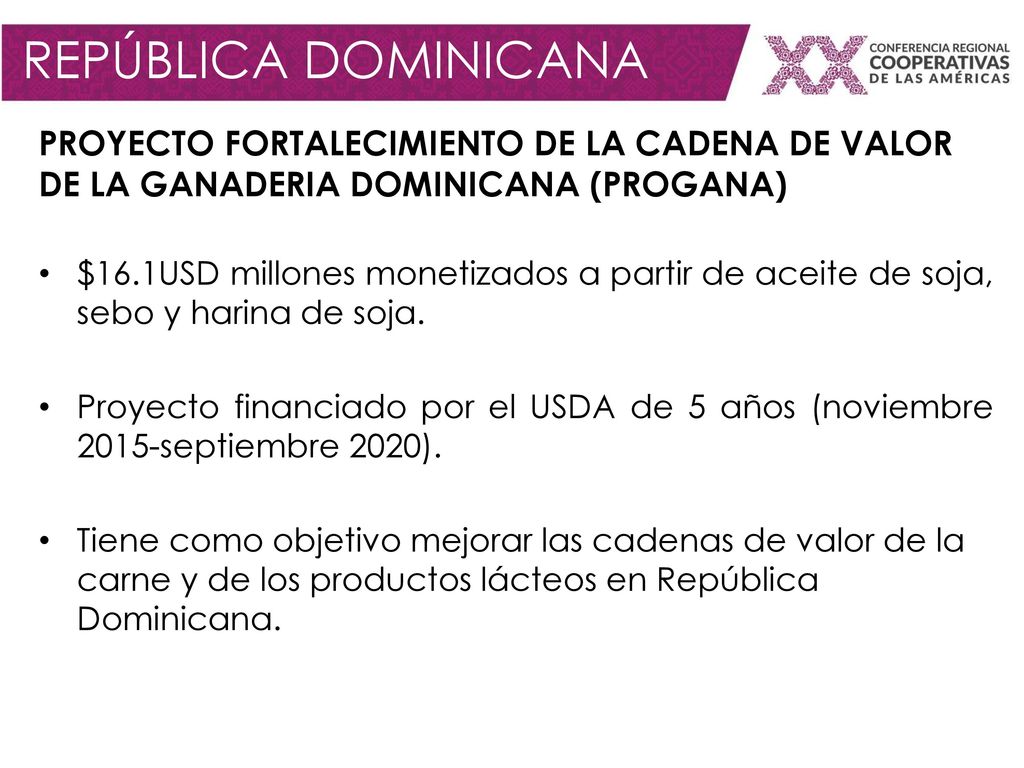 REPÚBLICA DOMINICANA PROYECTO FORTALECIMIENTO DE LA CADENA DE VALOR DE LA GANADERIA DOMINICANA (PROGANA)