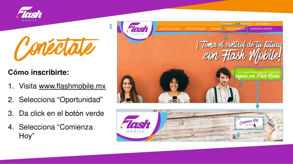 1 2. Cómo inscribirte: Visita   Selecciona Oportunidad Da click en el botón verde.