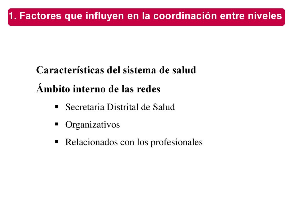 Características del sistema de salud Ámbito interno de las redes