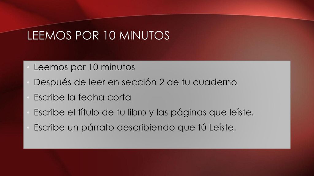 Leemos por 10 minutos Leemos por 10 minutos
