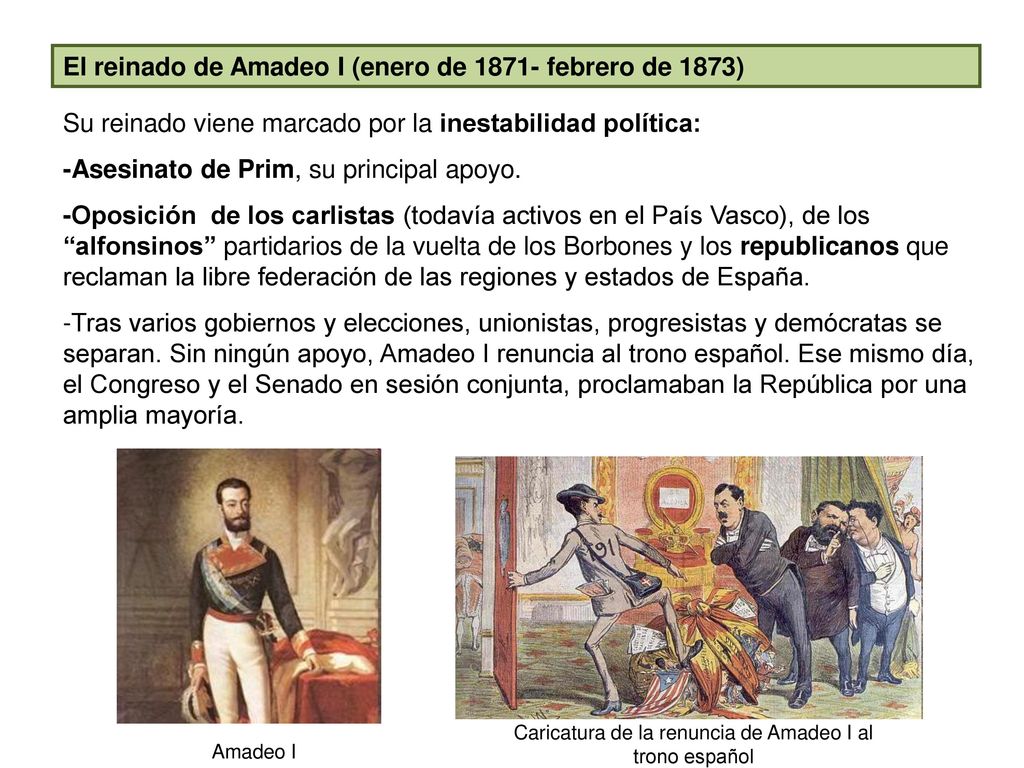 Caricatura de la renuncia de Amadeo I al trono español