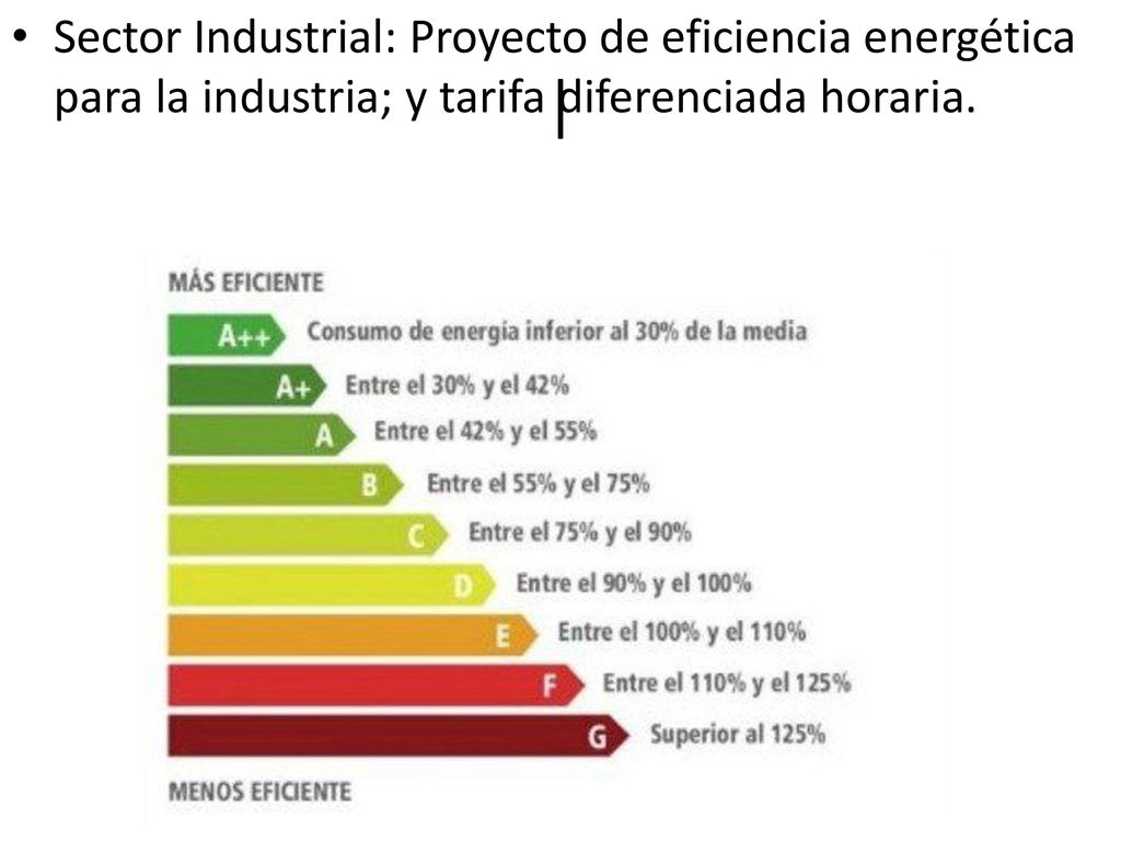 Sector Industrial: Proyecto de eficiencia energética para la industria; y tarifa diferenciada horaria.