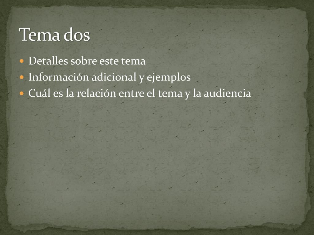 Tema dos Detalles sobre este tema Información adicional y ejemplos