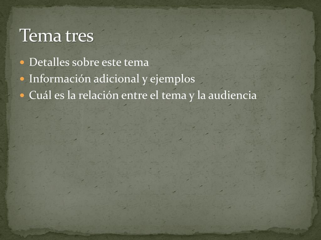Tema tres Detalles sobre este tema Información adicional y ejemplos