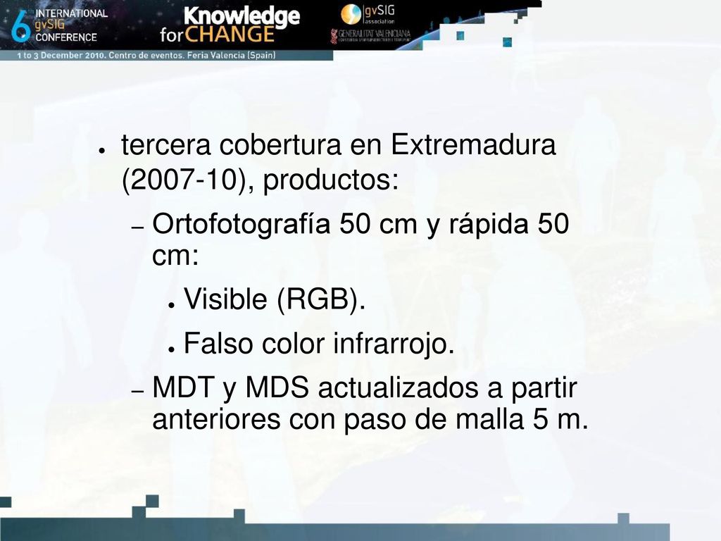 tercera cobertura en Extremadura ( ), productos: