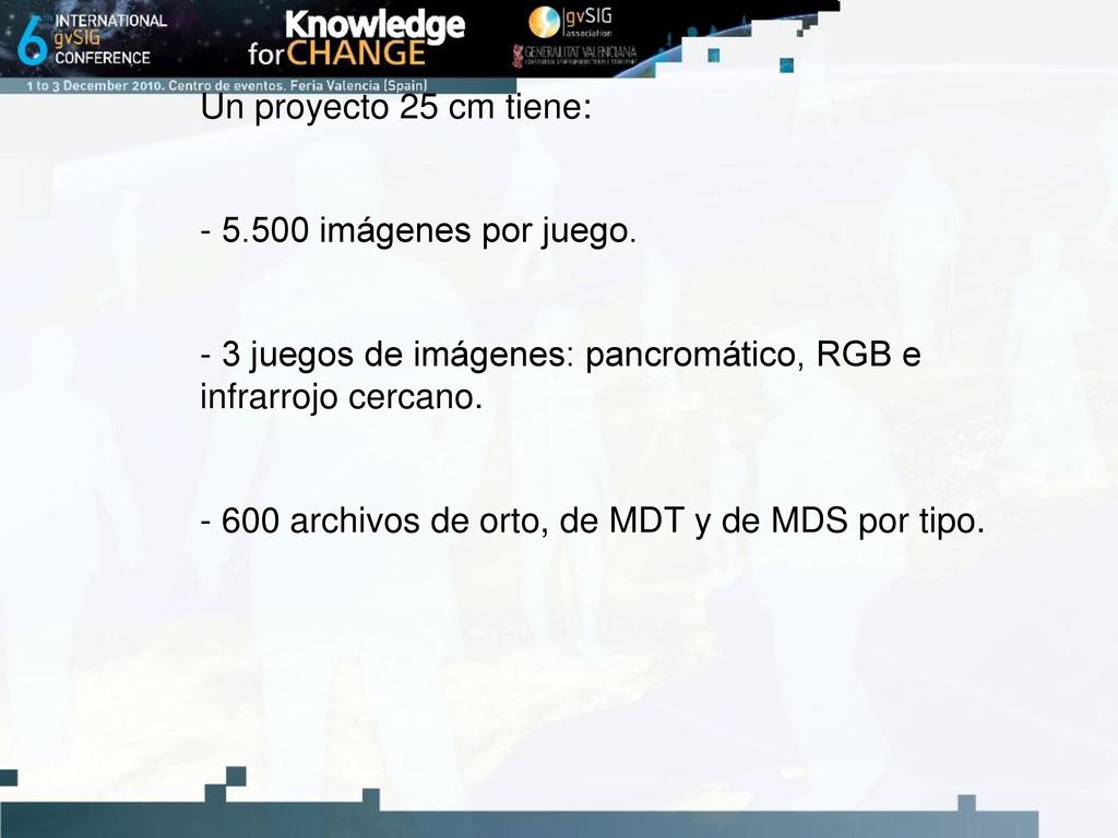 Un proyecto 25 cm tiene: imágenes por juego. - 3 juegos de imágenes: pancromático, RGB e infrarrojo cercano.