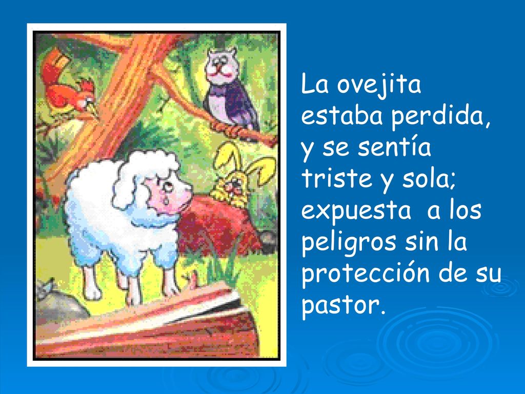 La ovejita estaba perdida, y se sentía triste y sola; expuesta a los peligros sin la protección de su pastor.